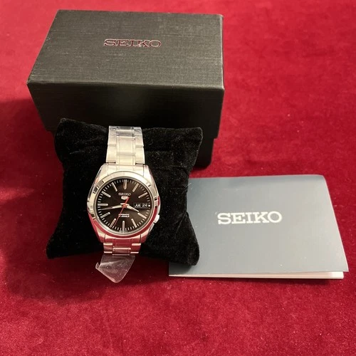 New Seiko 5 Automatic Black Dial Stainless Steel Men's Watch SNKL45J1 34mm