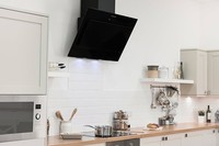 Russell Hobbs RHGCH902B 90cm Wide Black Glass Chimney Cooker Hood