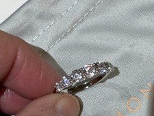 QVC Rhodium Plated Sterling Silver 7 Stone Graduated Diamonique Ring UK M