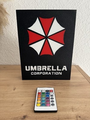 Umbrella Corporation  RGB Leuchtschild Led Schild Resident Evil Schwarz 3DDruck