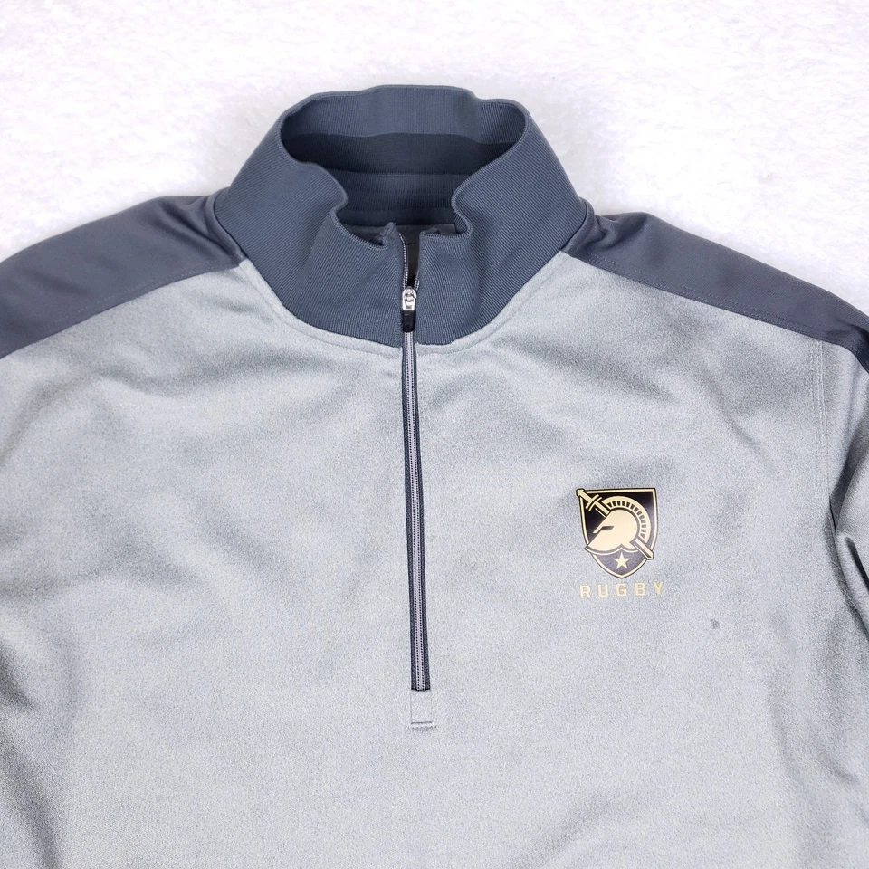 Nike Army West Point Rugby Cuarto Cremallera Pullover Gris Rendimiento Top Para Hombre M Foto 2 de 4