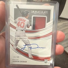 Panini 2022 Immaculate Jarren Duran Red Sox RC Auto Patch IMA-JD /40