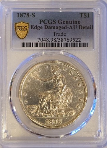 1878-S PCGS AU Detail Trade Dollar Looks Very Proof Like Gold Shield Very Rare