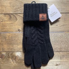 Vivienne Westwood Men  s Wool Knit Gloves Black Japan Made NEW