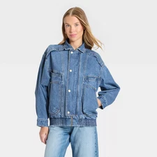 Women's Relaxed Bomber Denim Jacket - Universal Thread