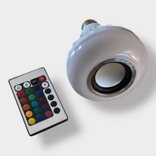 smart LED light bulb with a built-in Bluetooth speaker and a remote control. H9
