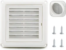 Cenipar 4" Louvered Vent Cover Dryer Exhaust Air 4 Inch Fixed Louver, White 