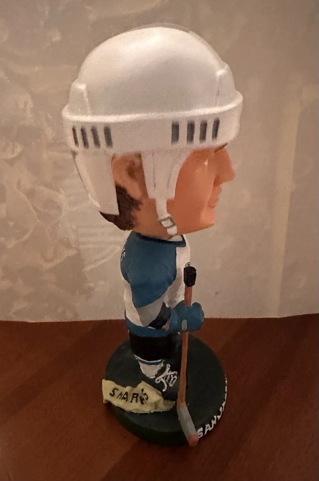 Shark Attack Collectible! San Jose Sharks Bobblehead & Button Pin Bundle - Image 3 of 4