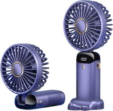 2-in-1 Portable Travel Mini Handheld /Table Fan USB-C Rechargeable 5 Speeds LED