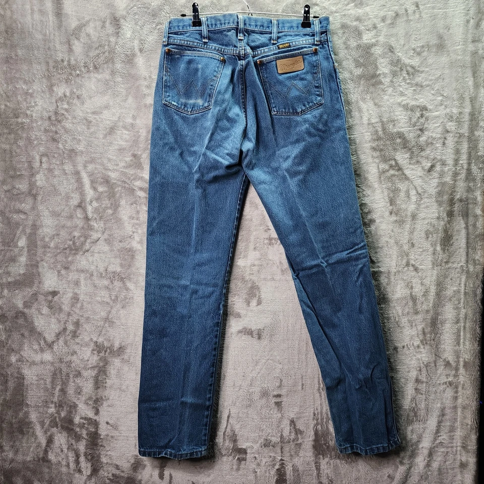 Jeans Wrangler Corte Vaquero 13MWZ 34x34 Azul Denim Para Hombre Calce Vintage Tela EE. UU. Foto 2 de 4