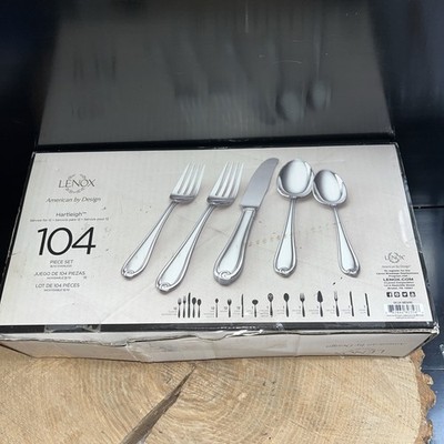 Lenox Hartleigh Stainless Steel 104-Piece Service For 12 Flatware Set NIB Retire