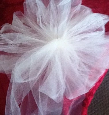 12 White Tulle Pew Gazebo Chair Prom Wedding Event Bows RUSH AVAILABLE - Image 1 of 2