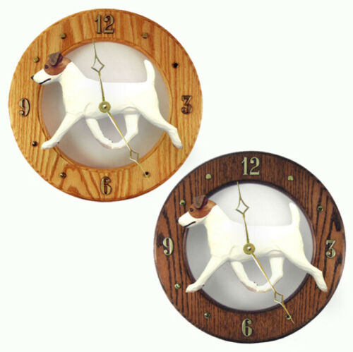 Jack Russell Terrier Wood Clock Brown/White - Picture 1 of 1