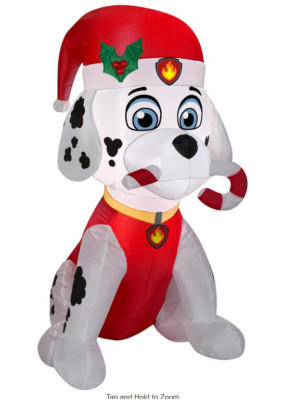Gemmy 3' Christmas Marshall the Fire Pup with Candy Cane Christmas Inflatable