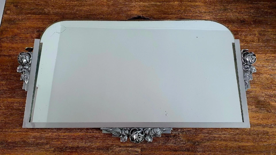 Miroir ancien art déco métal chromé. - Photo 2/4