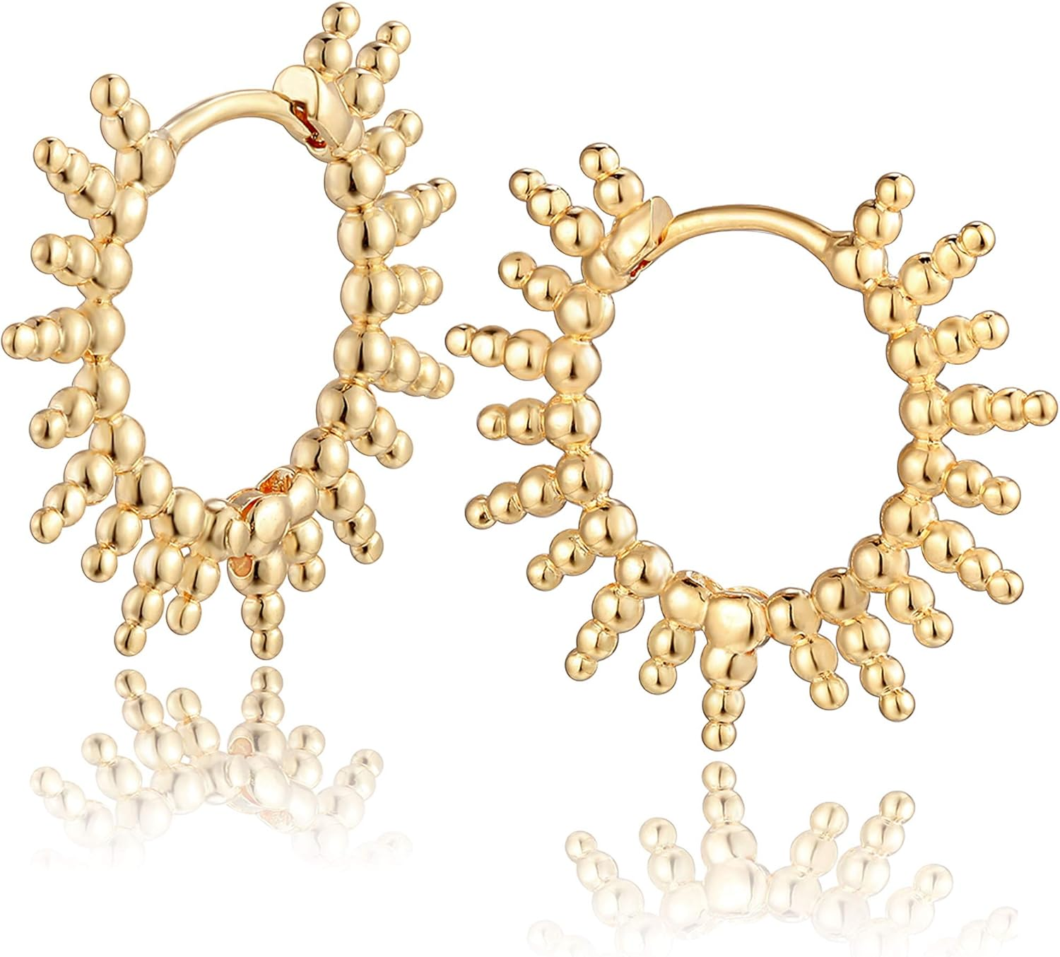 18K Gold Plated Dainty Spike Huggie Hoop Earrings for Women