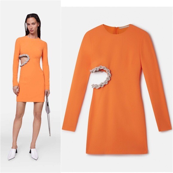 STELLA MCCARTNEY ワンピース Cutout minidress594493 NWT Stella McCartney Crystal Rope Cutout Long Sleeve Cady