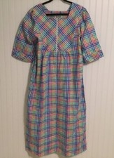 Vintage Styled by Saybury Small Housecoat Mumu Bright Pastels Smocked Zip Up