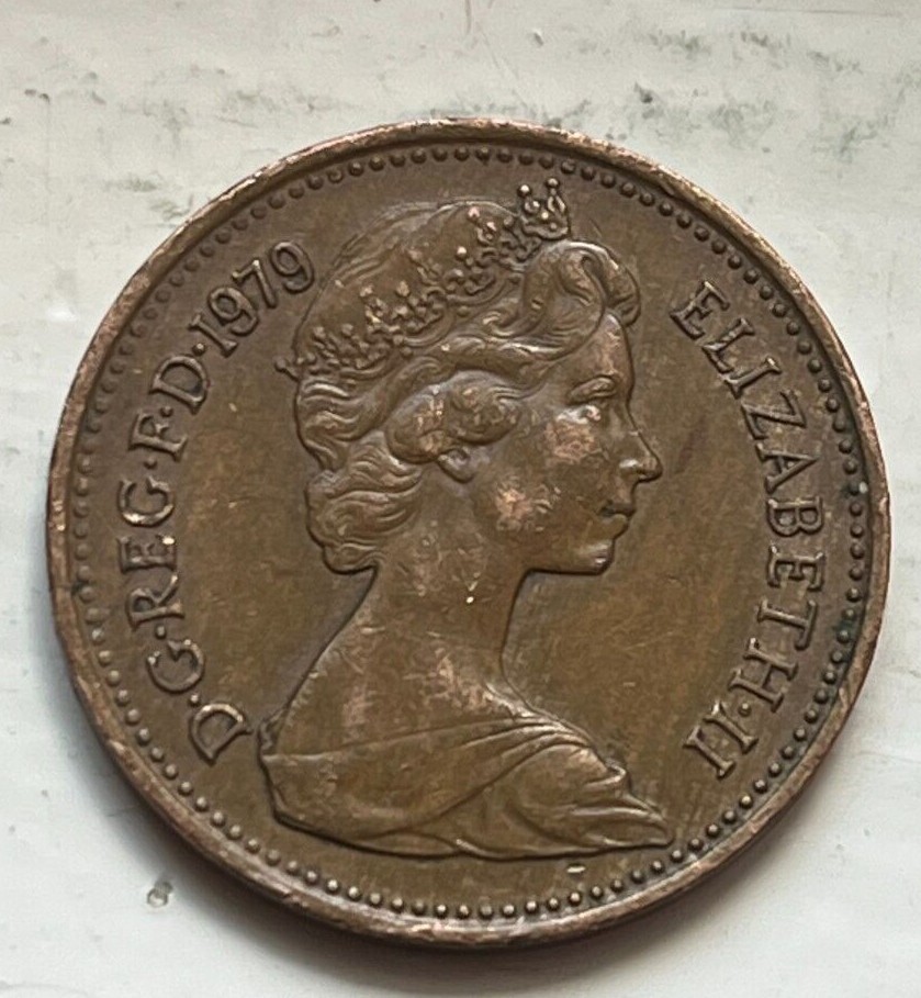Great Britain 1979 1 New Penny Queen Elizabeth II Coin (H79) Nice