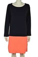 J crew Womens Dress Size M Navy Orange Shift Knee Length Long Sleeve Cotton