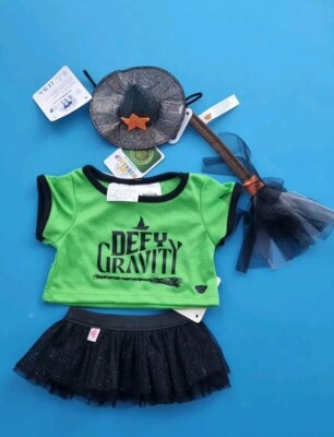 BUILD A BEAR Wicked T-Shirt Defy Gravity, Rock & Hexenhut & Besenstiel neu mit Etikett 