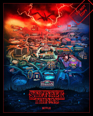 STRANGER THINGS HAWKINS MAP  Poster 13x19 inches   #4  Free Shipping 
