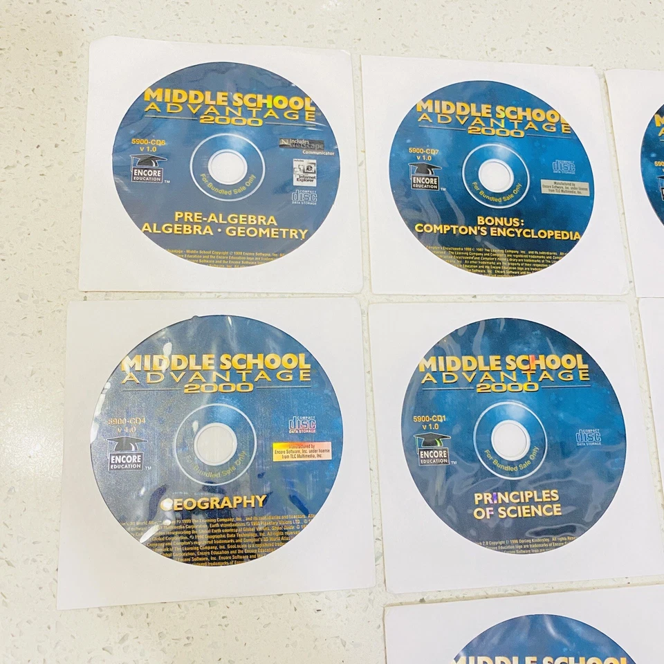 Middle School Advantage 2001 lot, Pre-algebra/Reading/Geometry - 7 CDs Lot - Image 2 of 4