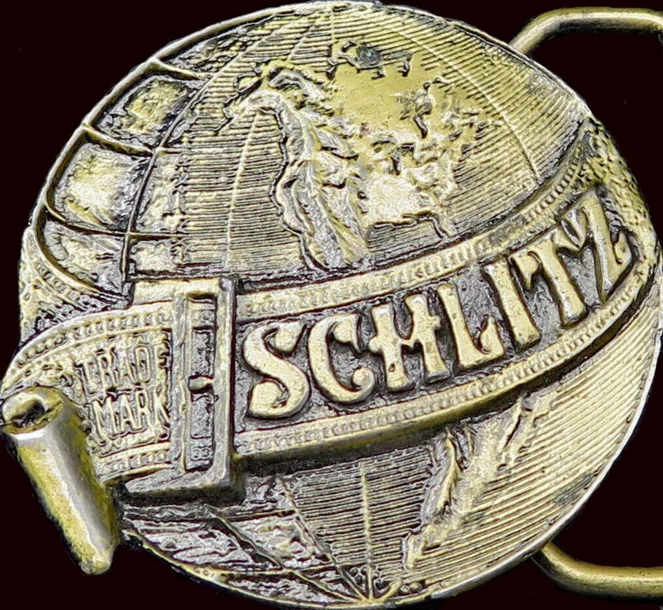 Schlitz Cerveza Alcohol Lewis Hebillas Pequeño Vintage Hebilla de Cinturón Foto 2 de 4