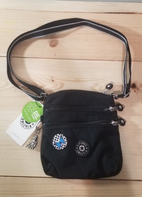 Kipling Alvar Xs Crossbody Bag Triple Zip Black Recycled Lining