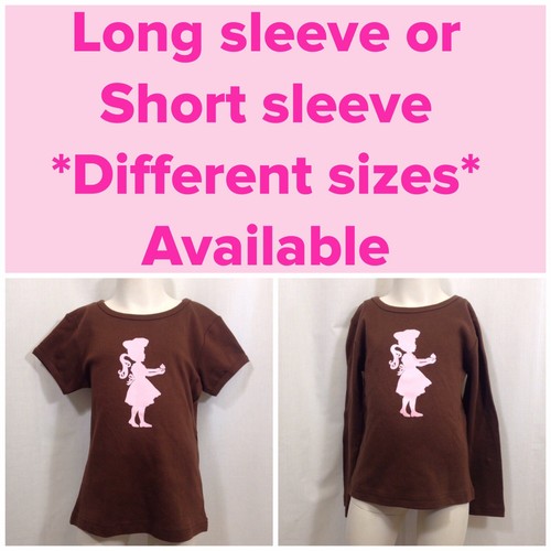 Cupcake Baker Kids T Shirt Brown Short Sleeves Pink Design Cotton Chef NEW 6/8 - Picture 8 of 9