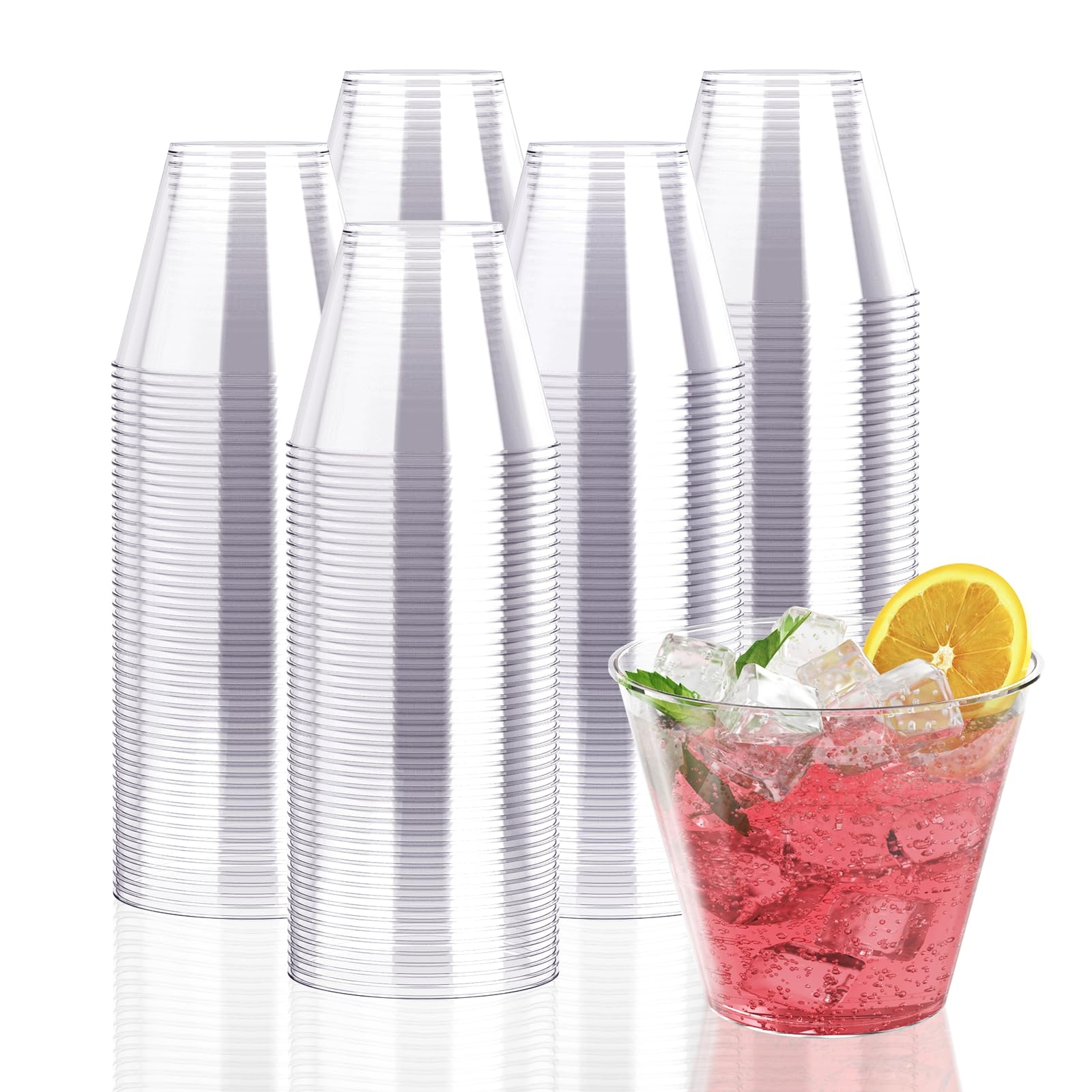 300 Pack Clear Plastic Cups 9 oz Disposable Cups Heavy-duty Plastic Drinking ...