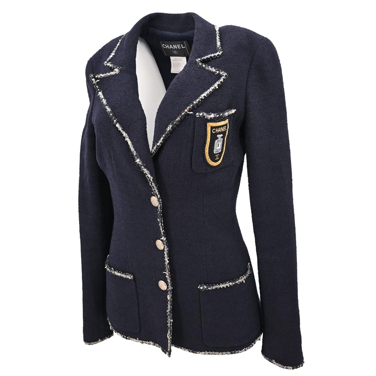 CHANEL シャネル カジュアルジャケット 38(S位) 4100125J0047 Chanel Emblem Single Breasted Jacket Navy 05C #38 XX90156 | eBay