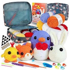 Crochet Kit for Beginners Kids Adults - Cute 4 In 1 Crochet Animal Kit
