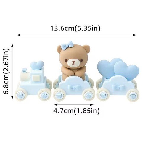 Bear Cake Toppers Baby Shower Birthday Party Decor Hot Air Balloon Pink Blue - Picture 21 of 53