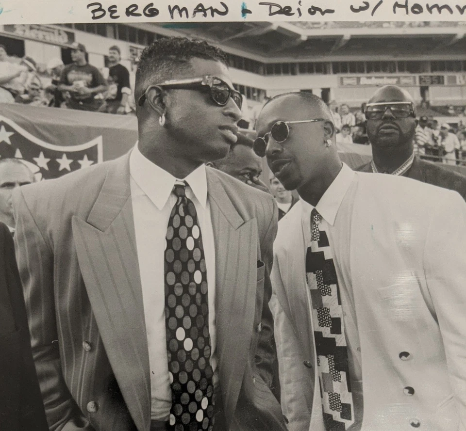 Deion Sanders and "MC" Hammer - PSA Type 1 - 8x10 b&w original photo 1994 - Image 3 of 4
