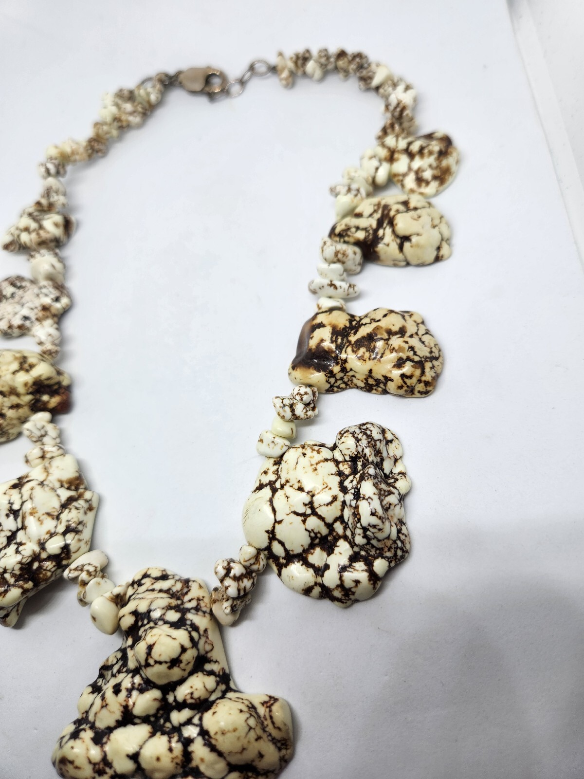 Cream White Turquoise Statement NecklaceCream Whi… - image 4