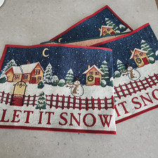 Christmas Tapestry Table Runner Let it Snow Snowmen Holiday 70 X 12