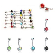 10pcs Mixed Color Double Gem Belly Button Ring Piercing