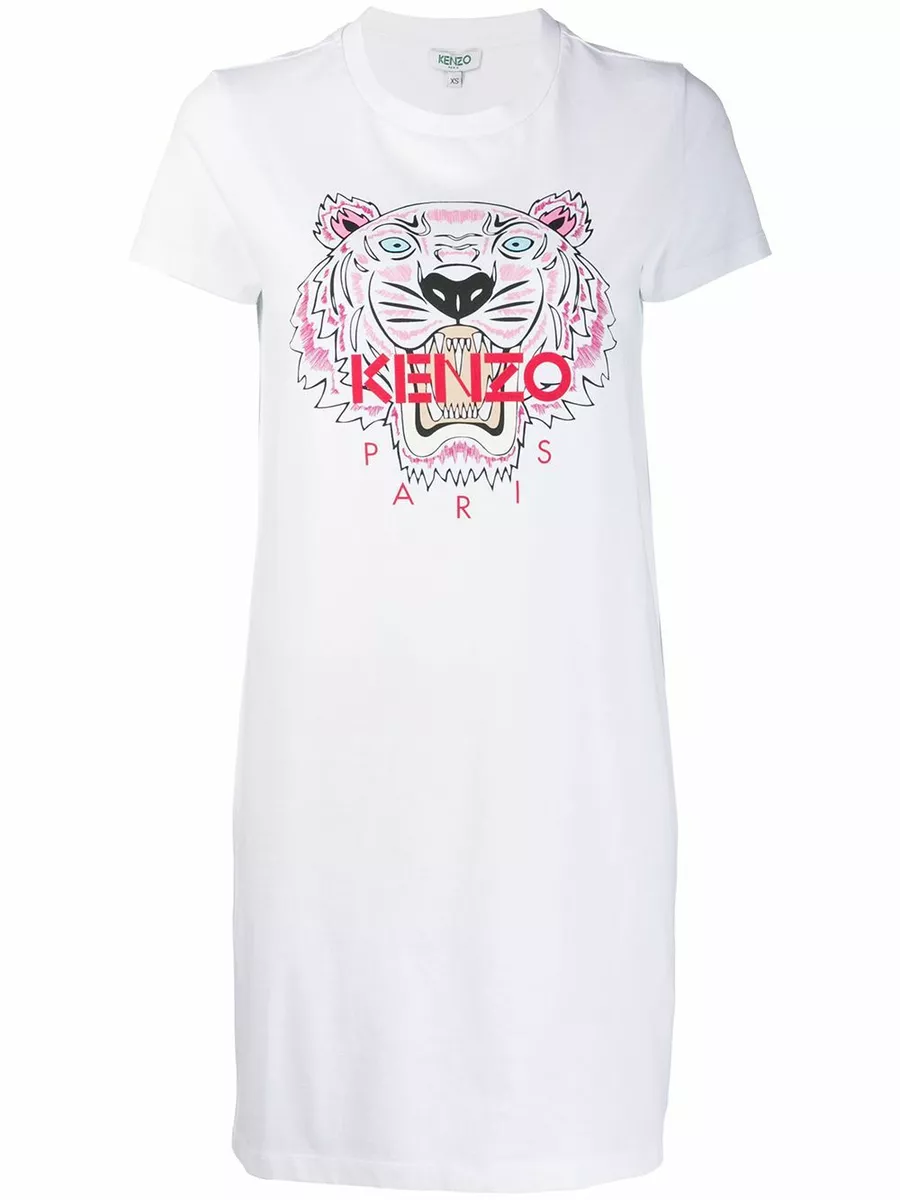 KENZO CLASSIC TIGER TSHIRT DRESS WHITE SIZE L
