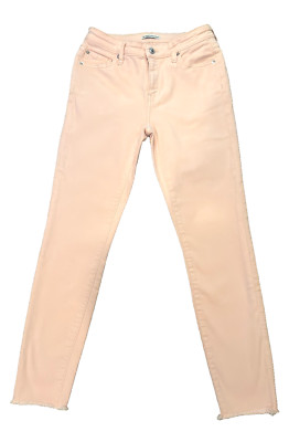 Women's Amazon Essential Pink Jeans 6 Long Raw Hem Great Stretch Comfort