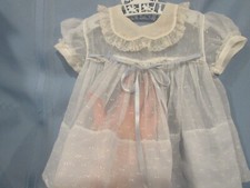 vintage toddler dress 18 ms light blue sheer ruffly pretty Castro Co good con.
