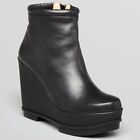 Robert Clergerie Sarla Platform Wedge Ankle Boots Black Leather - Size ...