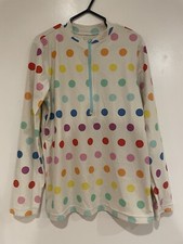 Primary Kid Girl Colorful Polka Dot 1/4 Zip Nylon Long Sleeve Swim Top Cream 8-9
