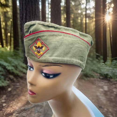 Vintage Boy Scout Army Green Garrison Hat Sanforized Large 7- 71/8 Oficial BSA - Bild 1 von 11