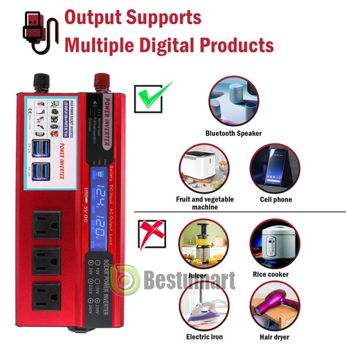 7000W 6000W LCD Car Power Inverter DC 12V To AC110V Pure Sine Wave Converter 2AC - Picture 59 of 116