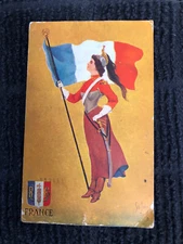 France Uniformed Military Woman-1911 Postmarked Postcard-National Art Co.