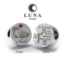 Regalo NASCITA charm da bracciale PERSONALIZZABILE BEBE BIMBO in argento