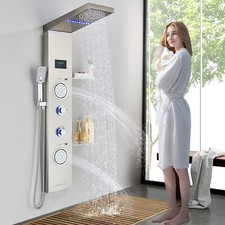 LED Duschpaneel Edelstahl Massage Duschsäule Regendusche Duscharmatur Duschset
