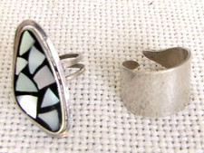 2 Vintage silver sterling 925 adjustable rings, Hazorfim, Israel, 1960-70  s,