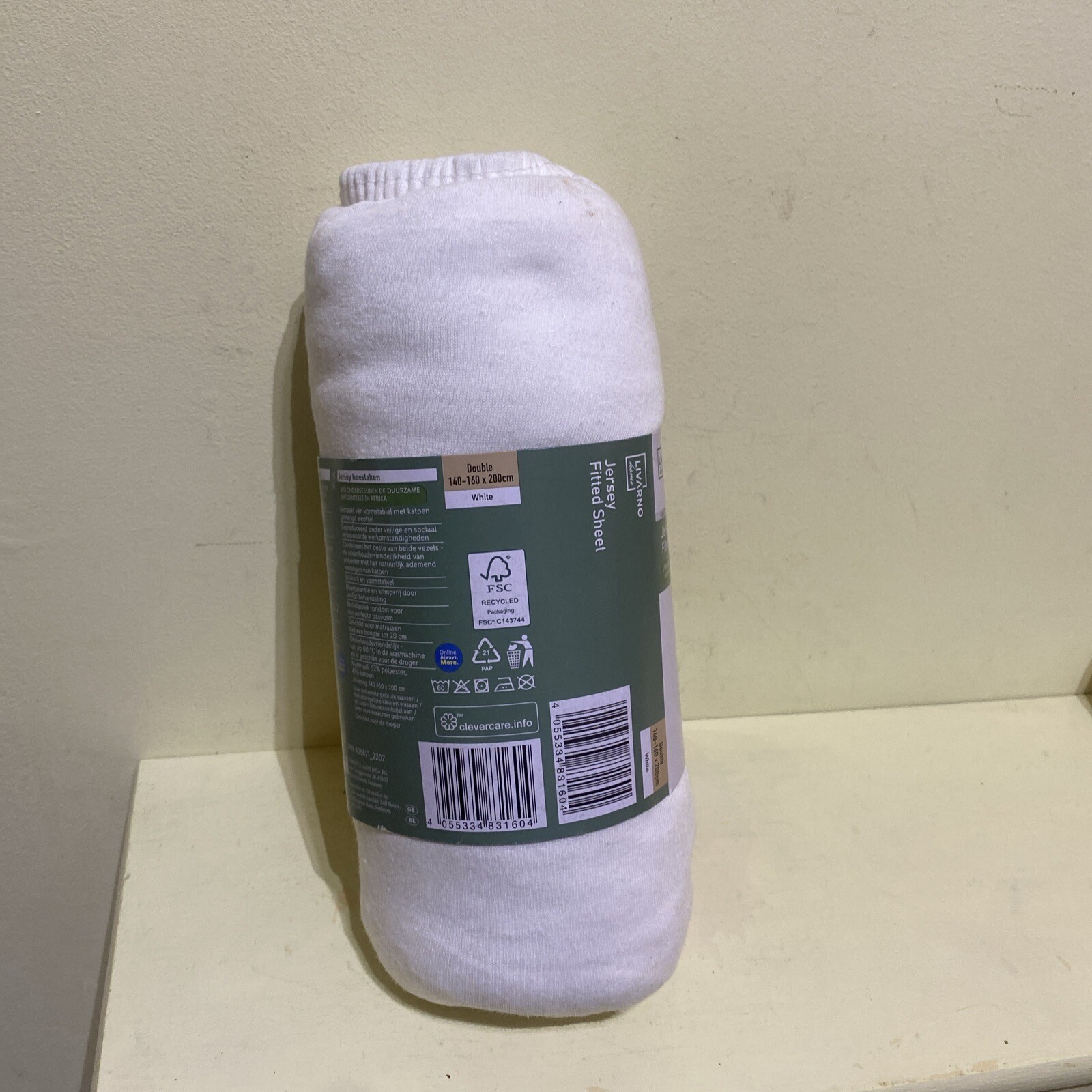 Livarno Home Jersey Fitted Sheet Double White 140160x 200cm